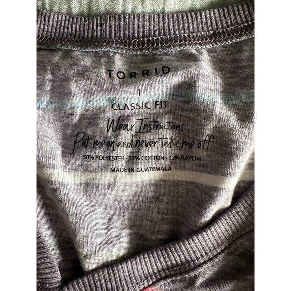 Torrid Jersey Purple Cadet Multi Stripe Classic Fit Vintage V-Neck Tank Size 1 - Picture 3 of 6